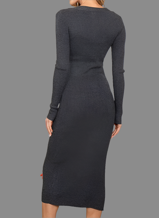 Ribbed Charcoal  Dress